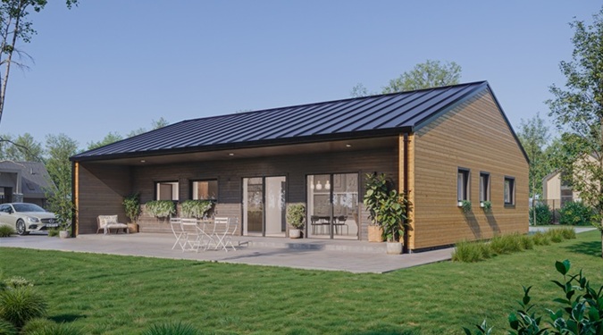 Casa estilo granero escandinava diseñada para la vida moderna y el contacto con la naturaleza.